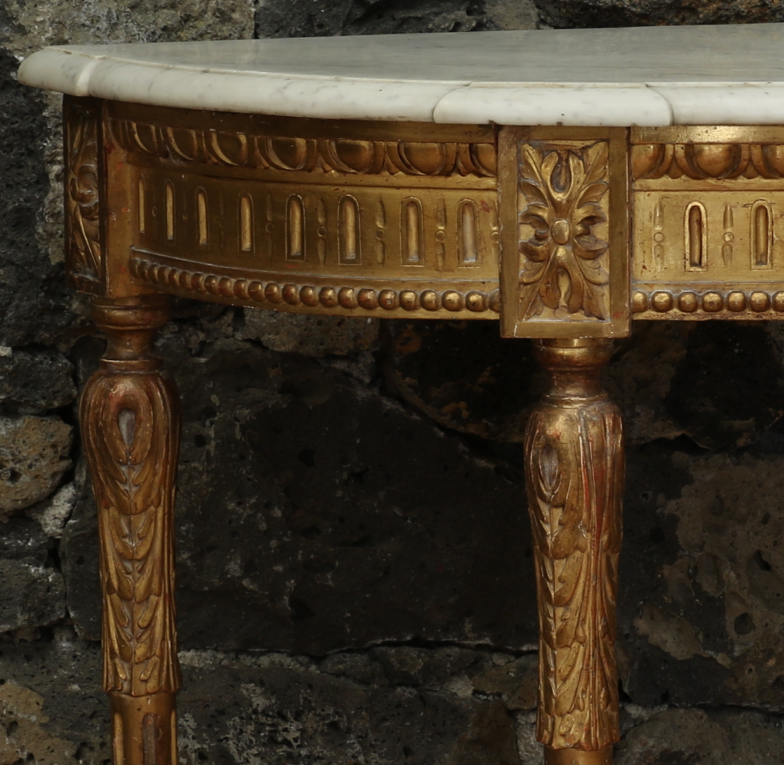 Large Gilt Console with Carrara Marble Top
